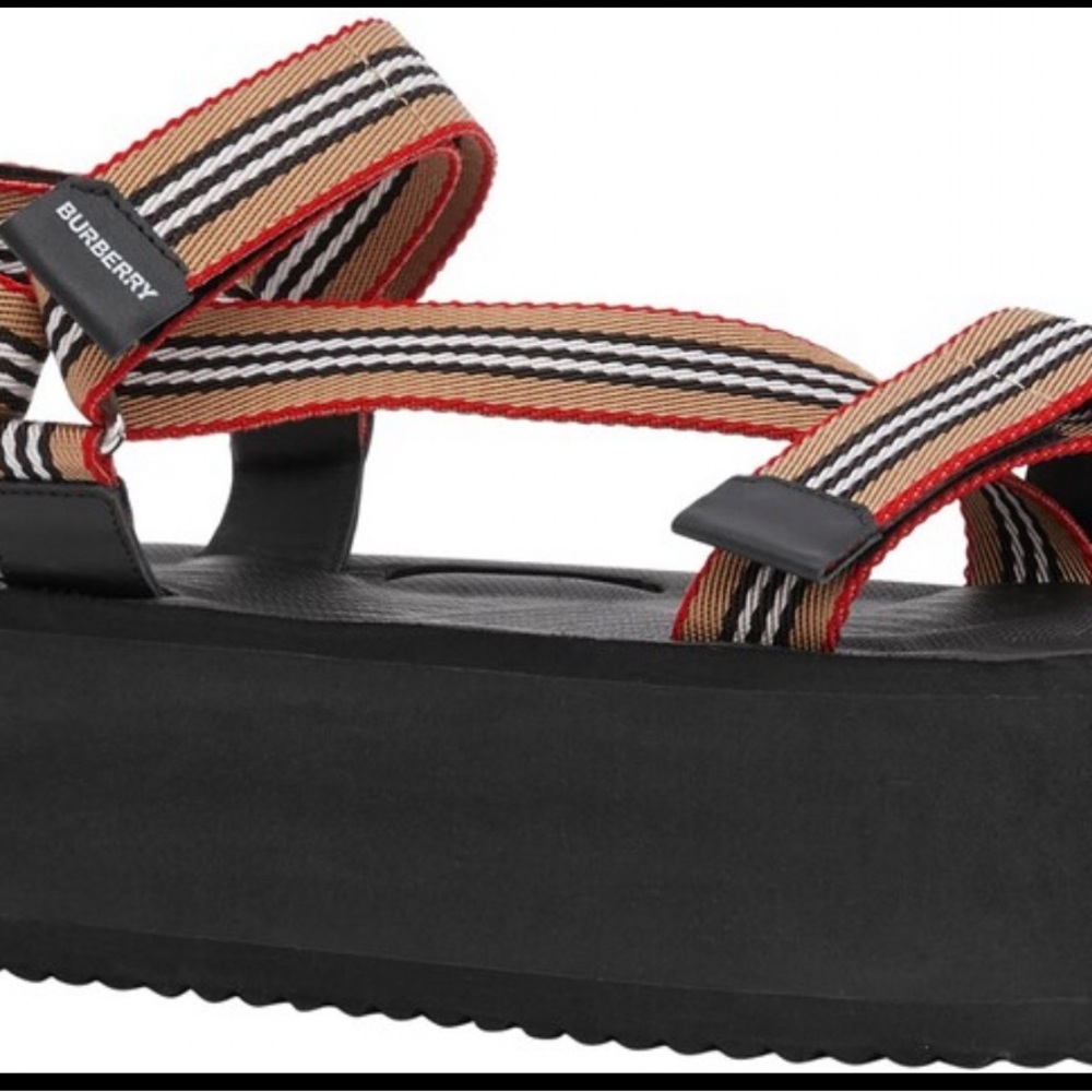 Burberry Black and Brown Platform Sandals